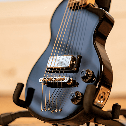 image of the body on a black Carry-On Mini Guitar